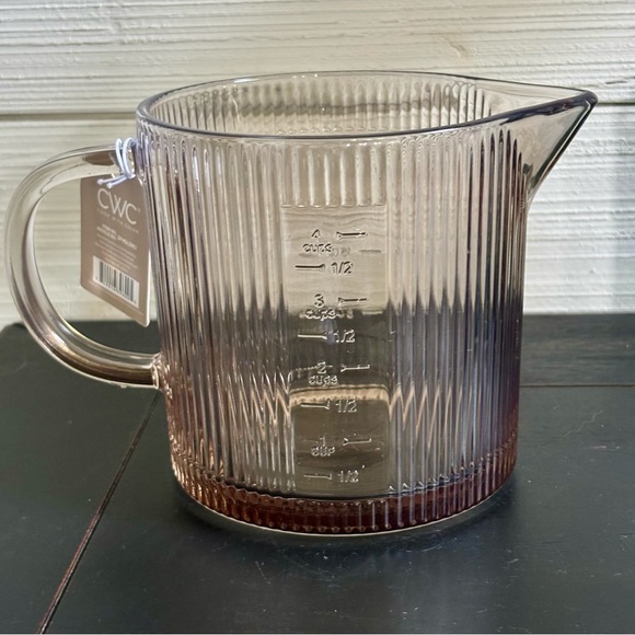 CWC Cook With Color Glass Measuring Cup 33oz ~ 4 Cups Brown Ribbed NEW - Picture 4 of 11